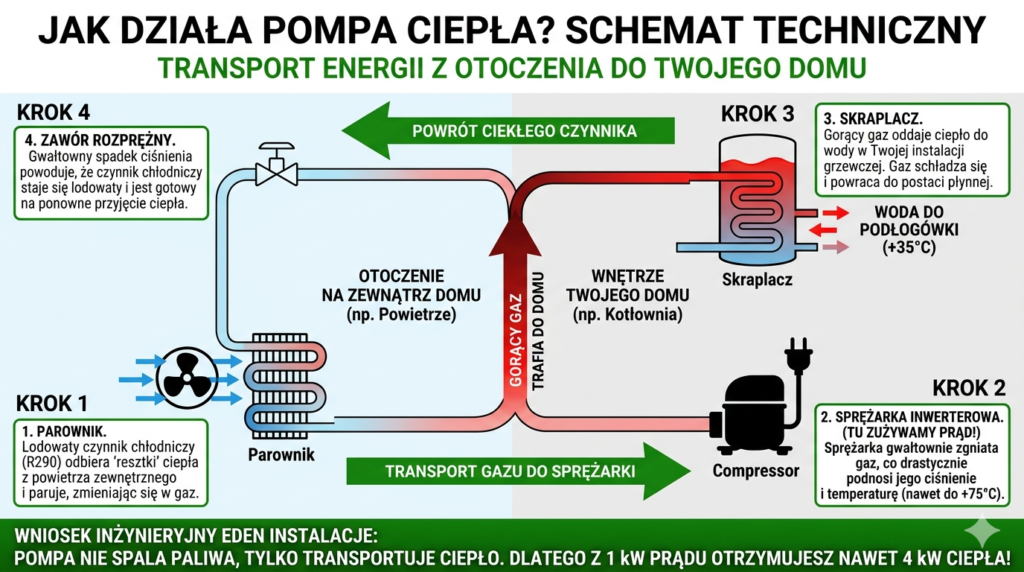 jak działa pompa ciepła schemat eden instalacje